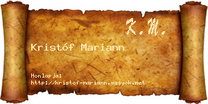 Kristóf Mariann névjegykártya